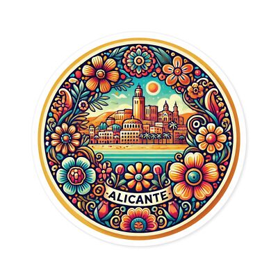 Alicante Spain Round Sticker, Indoor Outdoor Vinyl Decal, Laptop Sticker