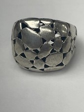 Sterling Silver Wide Abstract Design Ring Size 8.75