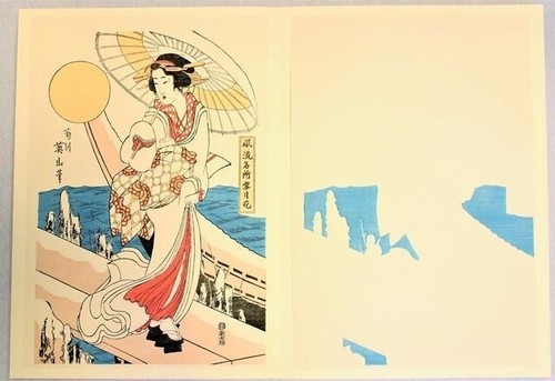 Por Eizan Kikukawa Elegantes Lugares Famosos, Setsugetsuka, Nieve, Ornamental Ukiyo-E, - Imagen 7 de 10