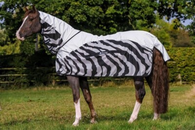 NEW BUCAS FULL NECK BUZZ OFF ZEBRA RAIN/FLY SHEET WATERPROOF W/ BELLY COVER 81