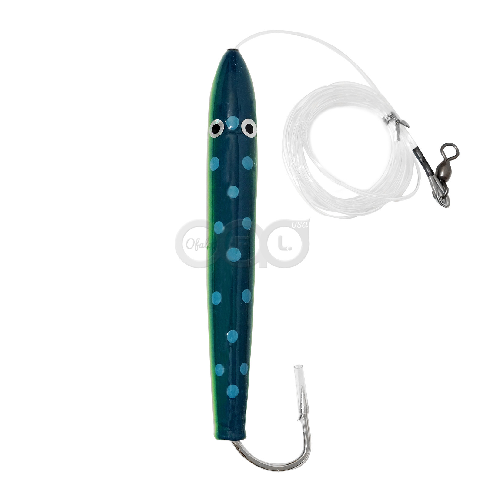 2pcs Fishing Cedar Plugs Rig Trolling Wooden Lure w/ 10/0 Hook Blue Dorado  - Image 4