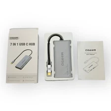 QGeeM 7 In 1 USB C Hub 4K HDMI ISB Ports SD/TF Card Reader PD Charging Open Box