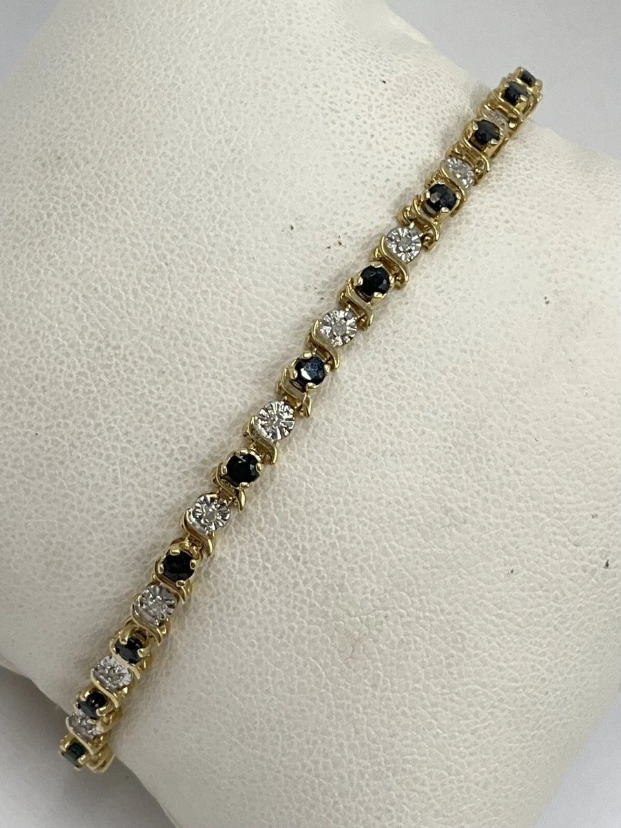 Sapphire and diamond tennis 2024 bracelet 14k yellow gold