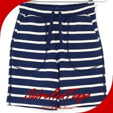 NWT HANNA ANDERSSON FRENCH TERRY STRIPED SHORTS NAVY BLUE ECRU 110 5