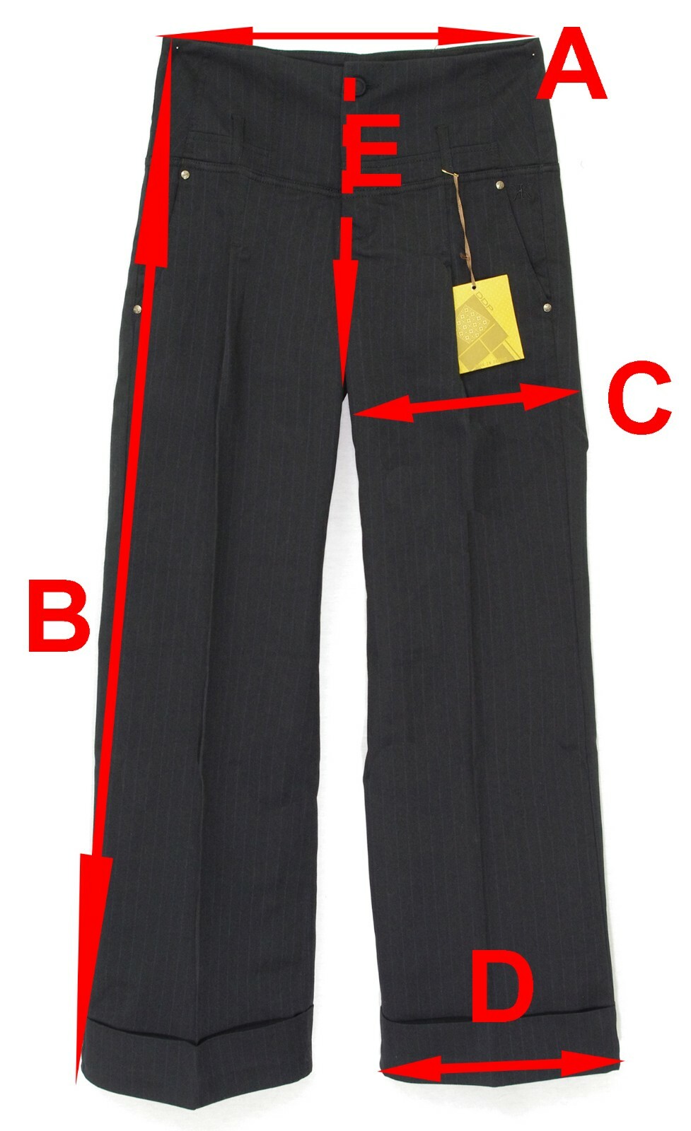 Pantalon Large Fluide Taille Haute Noir - Rayures Fines Bleu Marine - Taille 29 - DDP - Neuf Avec étiquettes