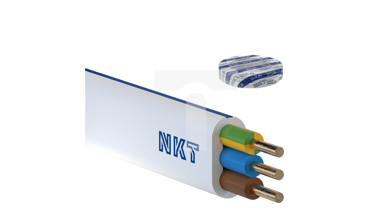 (1 disc) Cable NKT instal PLUS YDYp 3x1.5 żo white 450/750 / 120m / /T2UK