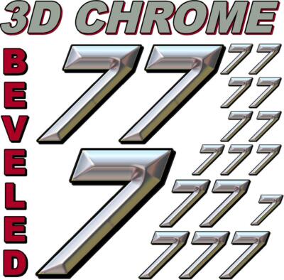 (7's) 3-D CHROME BEVELED NUMBERS Decal Sticker Sheet 1/8-1/10-1/12 RC Model3