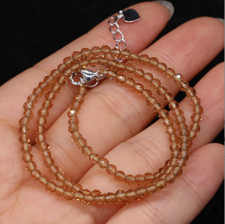 Long 16"-36" 3mm Faceted Champagne Spinel Round Gemstone Beads Necklace AAA