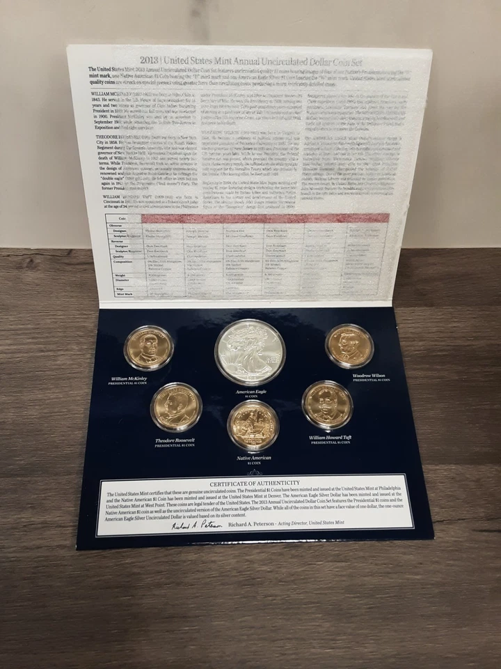 2013 US Mint Annual Uncirculated Dollar Coin Set w Silver American Eagle #49011W - Image 2 of 4