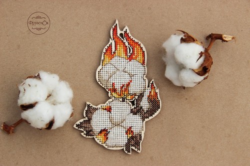 DIY Cross Stitch Kit on Wood "Cotton" - Picture 2 of 7