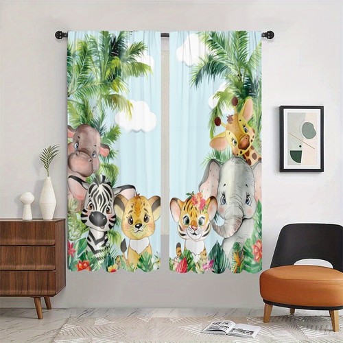 2 Panels 3D Rainforest Animal Curtains Window Drapes for Bedroom Living Room - Picture 20 of 39