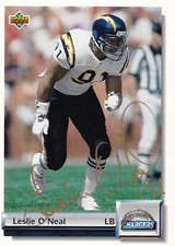 Leslie O'Neal Signed 1992 Upper Deck Gold Chargers Card #G49 Autograph Pro Bowl