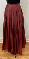 Jones New York Womens Pleated Evening Midi Skirt Size 4 Red Shimmer 100 Silk