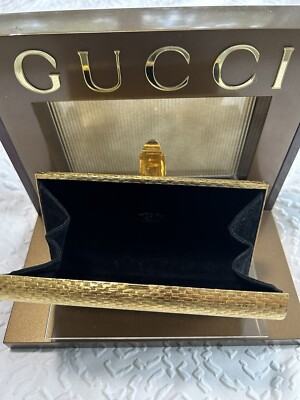 Ultra Rare GUCCI Vintage Gold Metal Hard case Clutch Bag