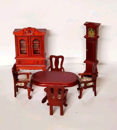 NEW HALF SCALE 1/24 Dollhouse Mahogany Dining Room Set 7pcs REAL WOOD