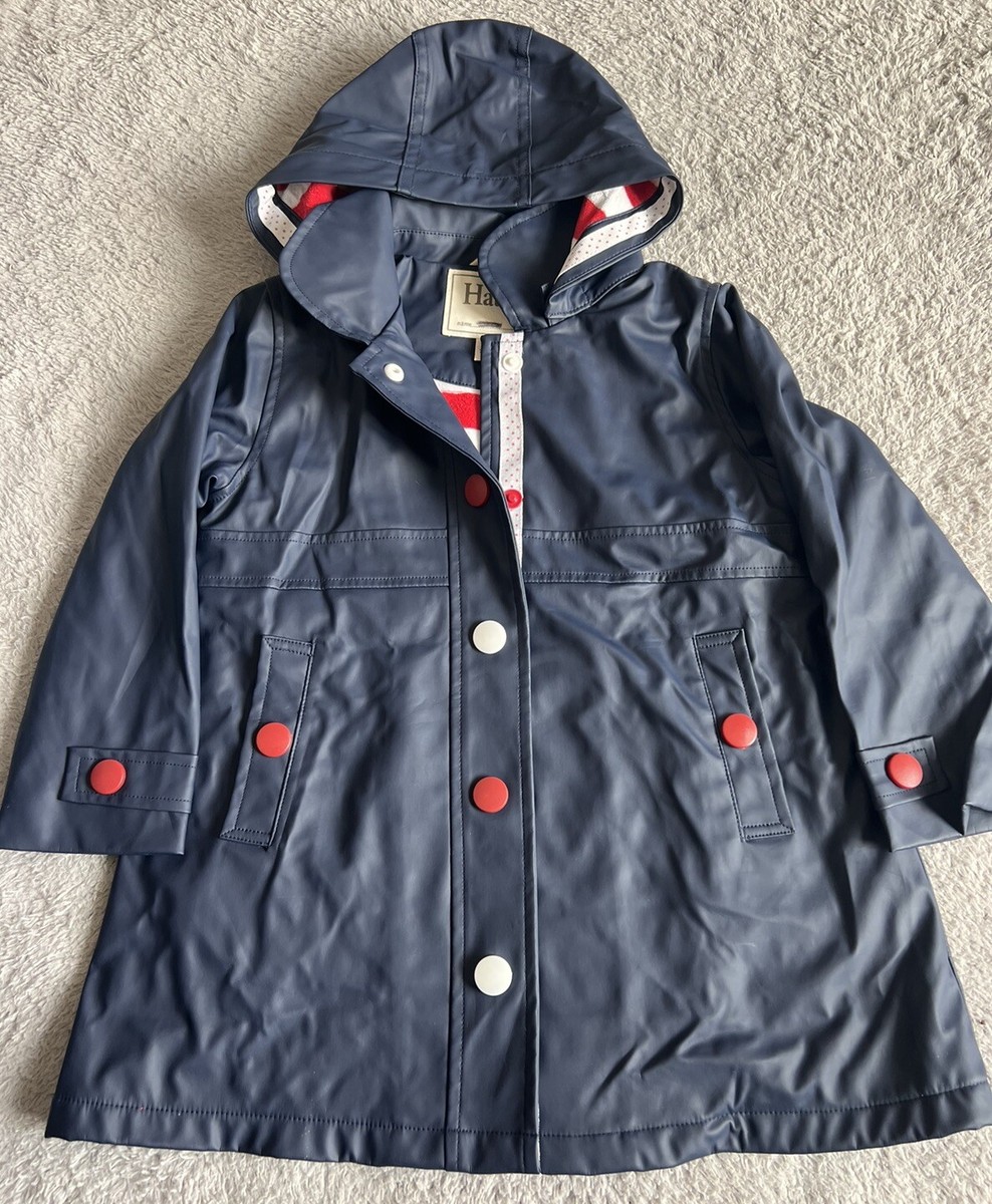 Splash Jacket Hatley Navy Raincoat Girls Hatley Navy Hooded Button