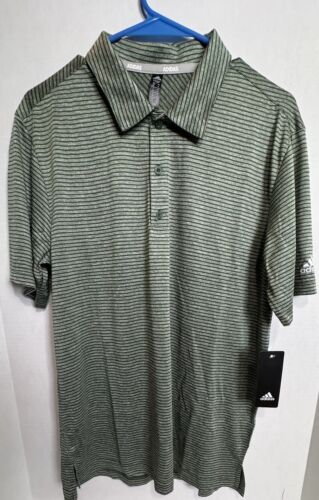 Adidas Golf Polo Shirt Medium MSRP $65 Green Stripe Stretch - Picture 2 of 10