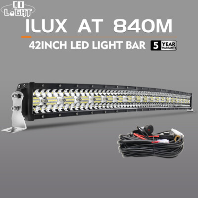 42 Zoll Curved LED Lichtbalken Tri-Row Spot Flood Combo Arbeitsscheinwerfer 12V