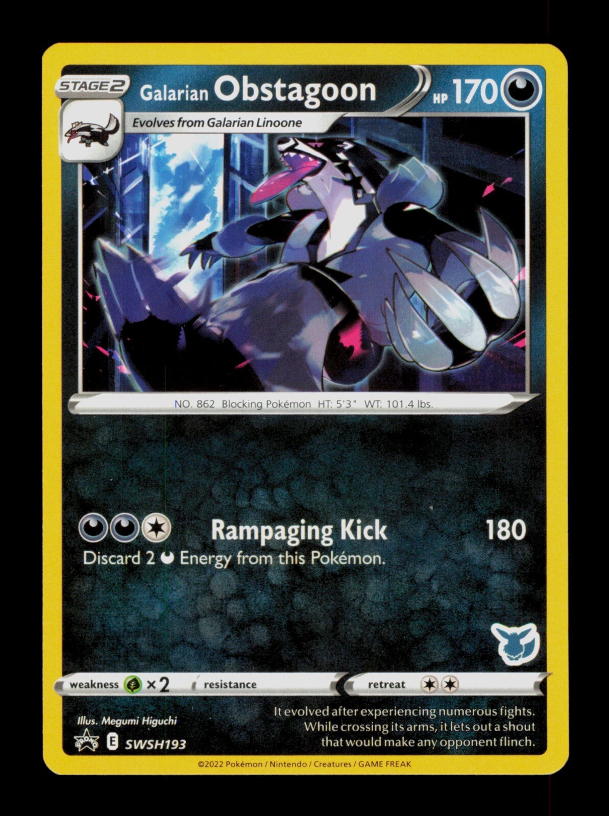 Galarian Obstagoon SWSH193 Pokemon Promo Trading Card TCG