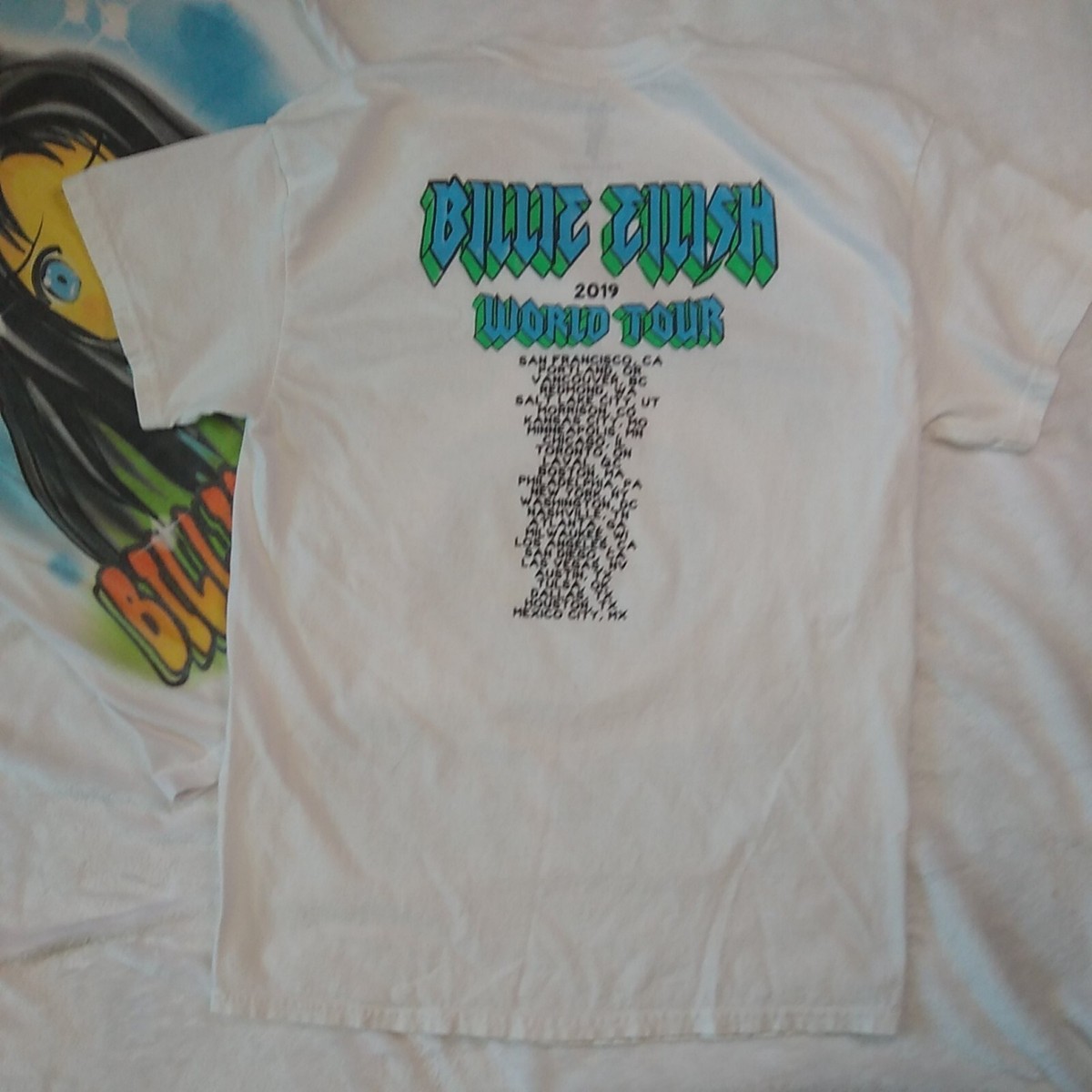 Billie Eilish World Tour 2019 Concert Tshirt Lot of 2 White