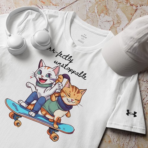 Under Armour T-Shirt Gatti Skateboard Relaxed Fit S-2XL Unisex Grigio o Bianco - Foto 15 di 31