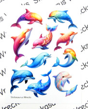 Colorful Dolphins Sticker Sheet