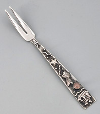 Georg Kramer Aufschnittgabel Wurst Gabel Fischland 835er Silber Rosenquarz (65)