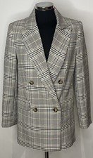Miss Selfridge Ladies Checkered Double Breasted Coat Size 8 New With Tag