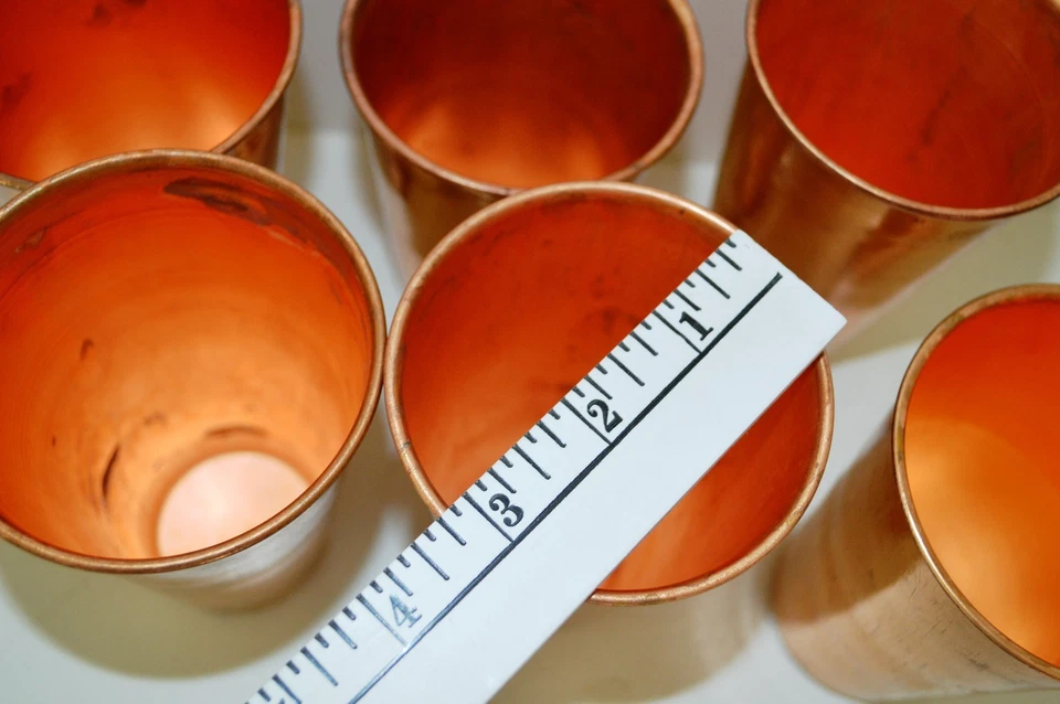 Juego de 6 vasos de cobre LOTE jarrón vasos SHOT sake de cerveza vintage metal gyuhji Foto 4 de 4