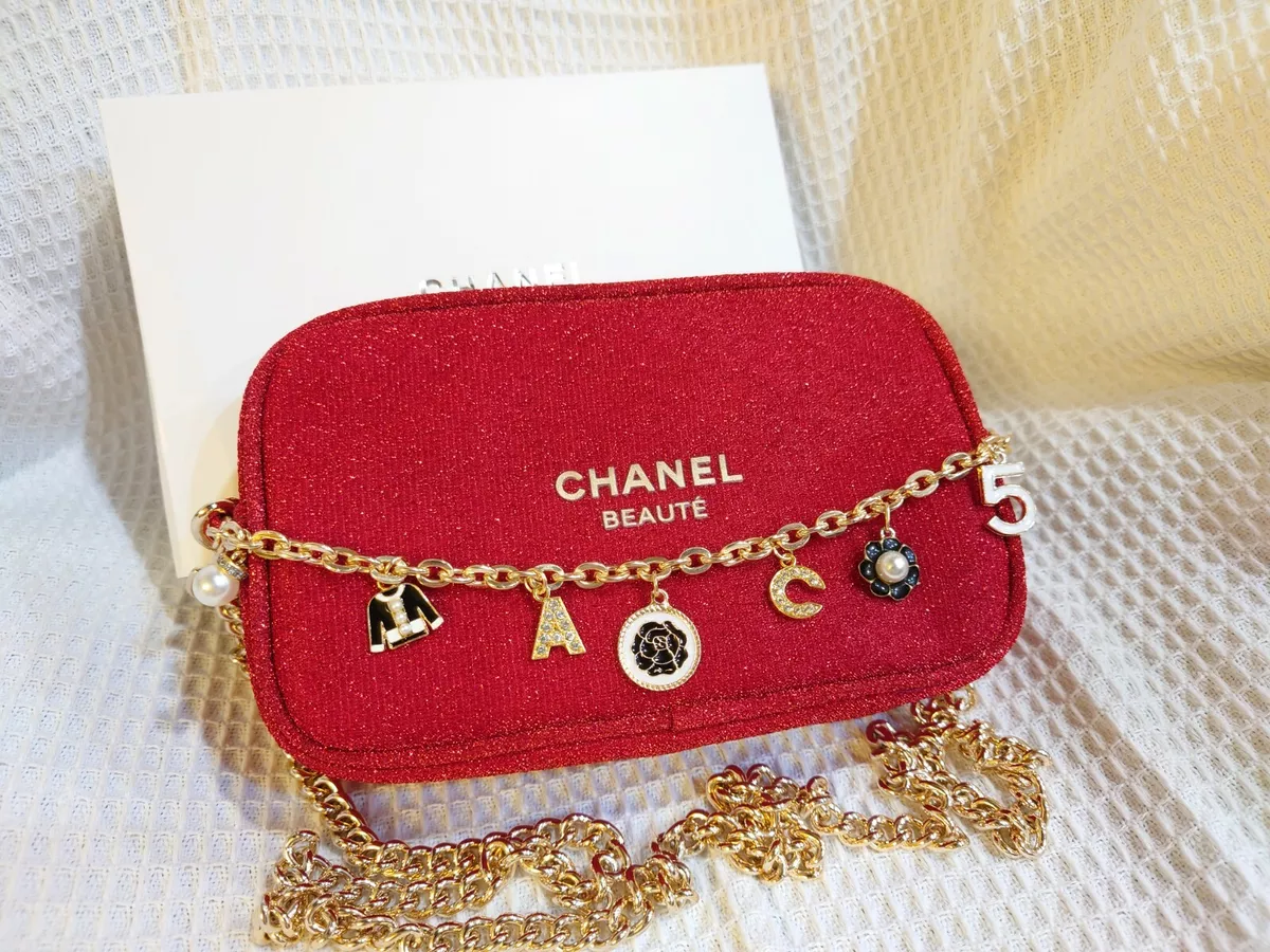 CHANEL 2021 Holiday Shinning Red Cosmetic Makeup Bag Crossbody Bag