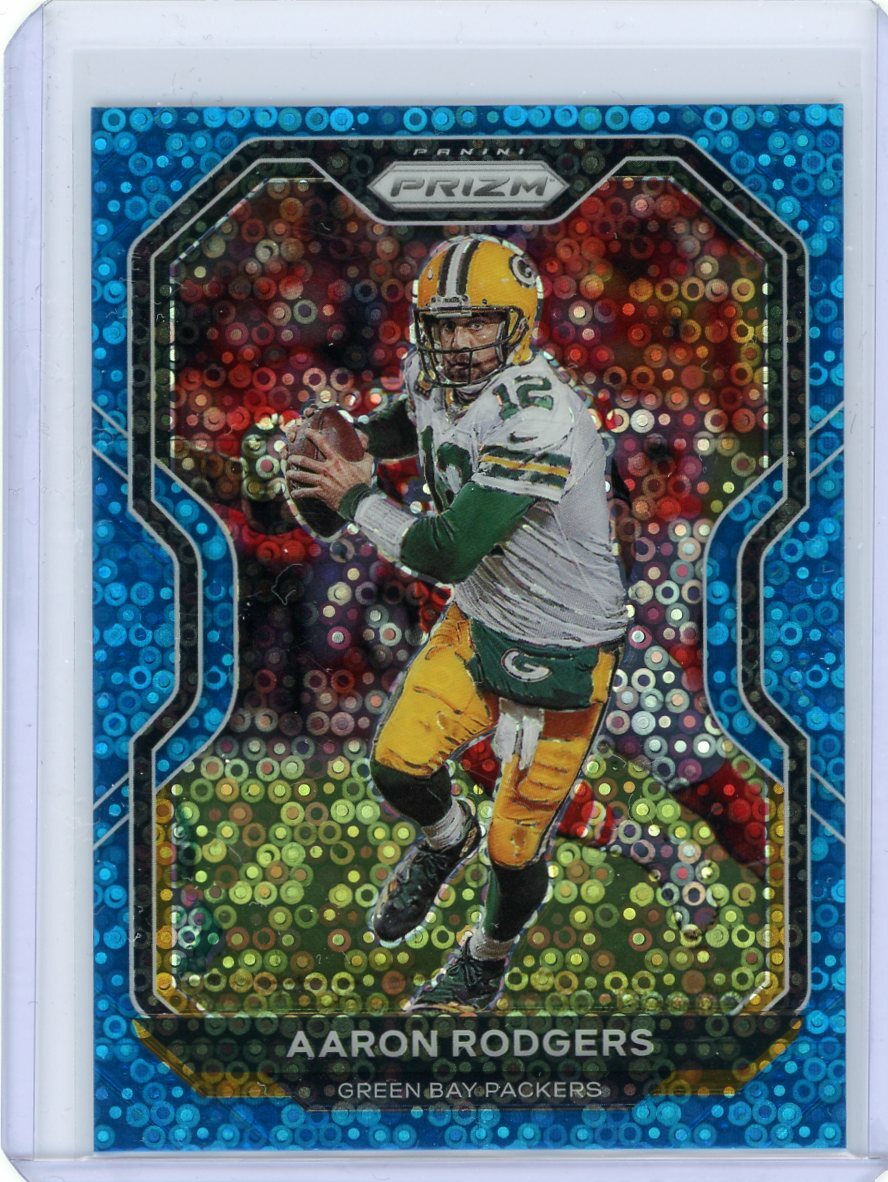 2020 Panini Prizm Football No Huddle Blue Disco #206 Aaron Rodgers #02/79