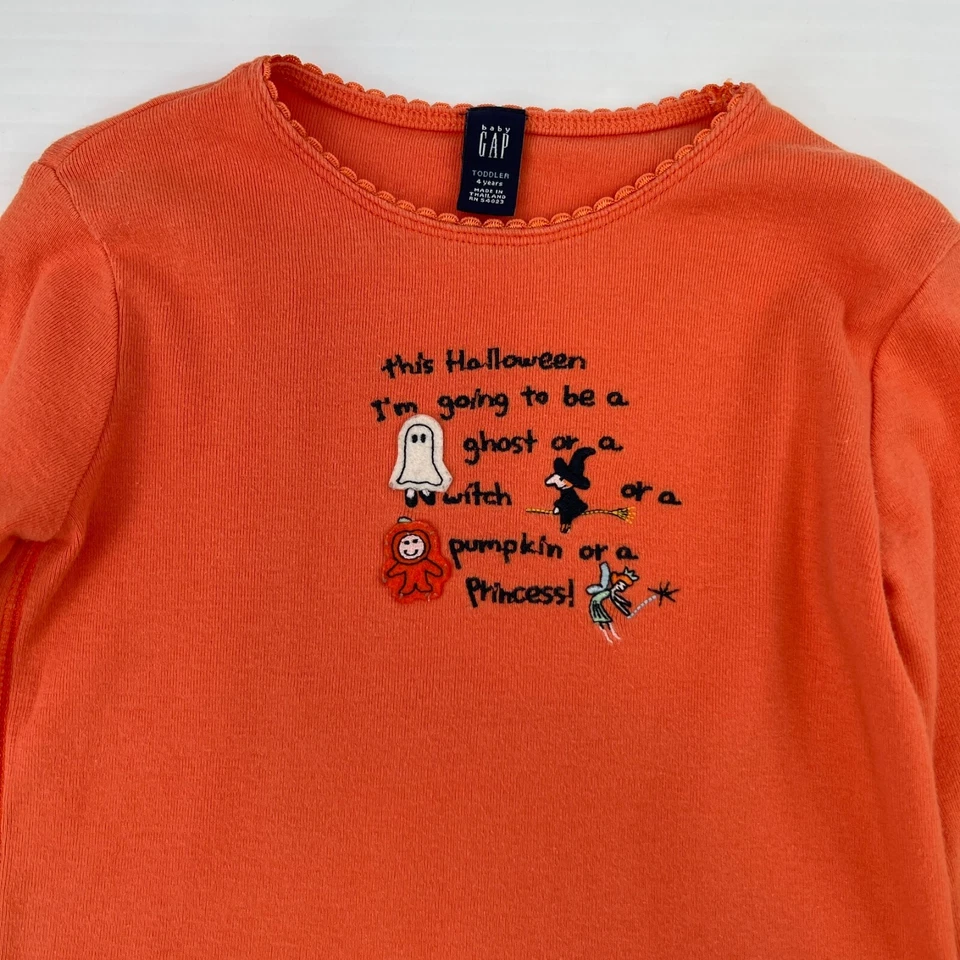 Camisa Gap Niña 4 Niño Pequeño Fantasma Bruja Halloween Parche Bordado Princesa Diversión Núcleo Foto 2 de 4