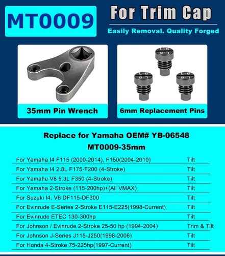 Fueraborda Trim/Tilt Pin llave inglesa MT0004 & MT0006 & MT0009 para Yamaha - Imagen 6 de 15