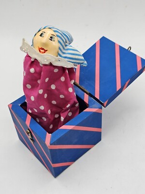 VTG 1950's Jack in the Box popper surprise Clown Joker Jester fun Toy