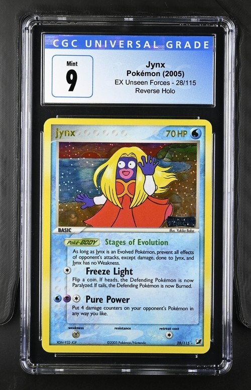CGC 9 Jynx Rev Holo Stamped 2005 Pokemon Ex Unseen Forces #28/115 Wizard's Cache