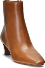 Ralph Lauren Willa Women's Heel Dress Bootie Polo Tan Leather 802912365002