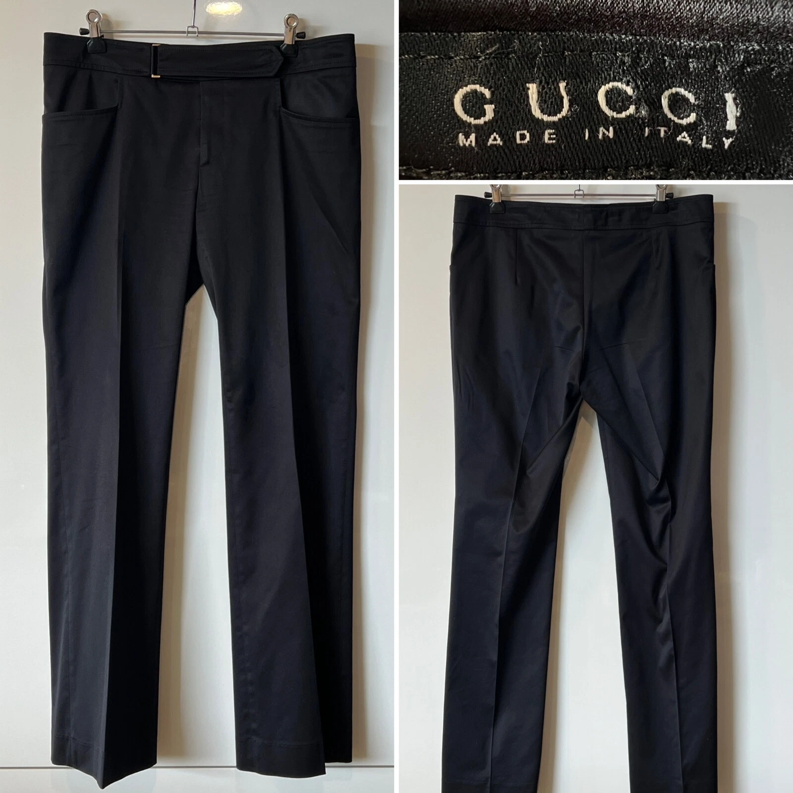 Pantalon extensible GUCCI Tom Ford 2005 Italie coton noir satin 44IT/US8/AUST UK 12