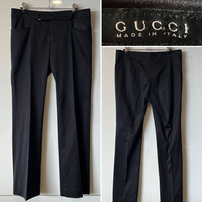 パンツ GUCCI by Tom Ford cotton slacks GUCCI-Tom Ford 2005 Italy Black Cotton Sateen Stretch Pants
