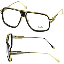 Clear Lens Fashion Glasses Run DMC Style Gazelle Hip Hop DJ Rapper Gold Frame