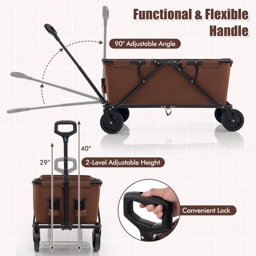 Heavy-Duty Wagon Cart w/ Storage Pocket & Adjustable Handlebar Bottle Holders - Picture 6 of 8