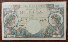 Billet 1000 Francs Commerce et Industrie 06/04/1944 Série H2055