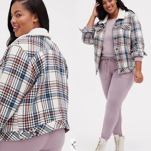 Torrid Plaid Faux Shearling Trucker 