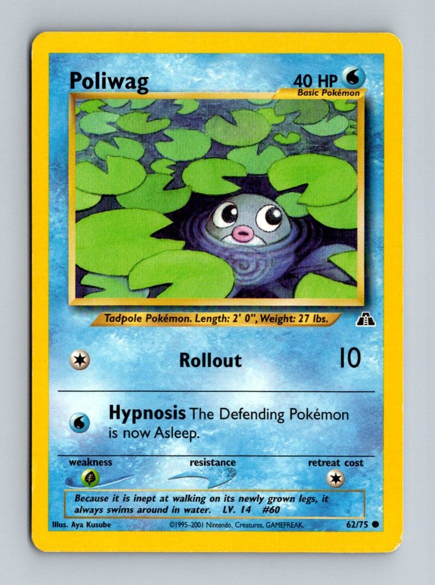 Poliwag Neo Discovery 62/75 Unlimited MP Pokemon 2001