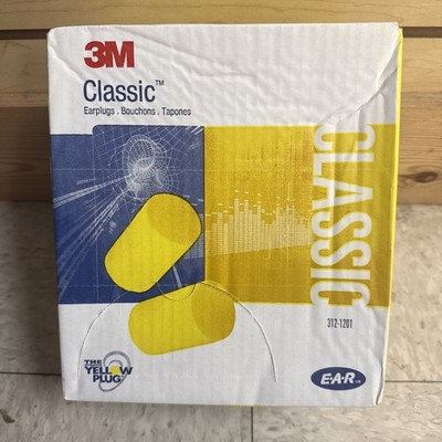 3M E-A-R Classic Earplugs In Pillow Packs, PVC Foam, Yellow 200 Pairs. 312-1201.