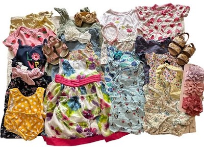 Carter's & Others Infant Girls Clothing 18/24 Months 2T Rompers Summer Lot of 21