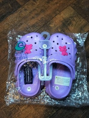 Pacific Dreams Toddler Girls Clogs Sandals Size 11 / EU 30 Purple Bear Charm.