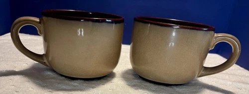Sango Nova Brown Cup Mug 4933 XL Soup Chili Coffee Bowl Stoneware Set Of 2 NICE!