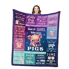 Pig Gifts for Lovers Women Girls Blanket 60"X50", Piggy 50   x60    Pig - Purple