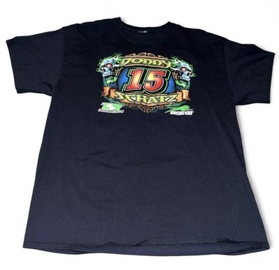 Men s Donny Schatz Double Sided Graphic Racing Shirt Skulls Size L