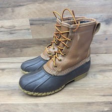 LL Bean Women's 7 Duck Boots Brown Leather 8" Insulated Gore-Tex Sz 8M USA Made